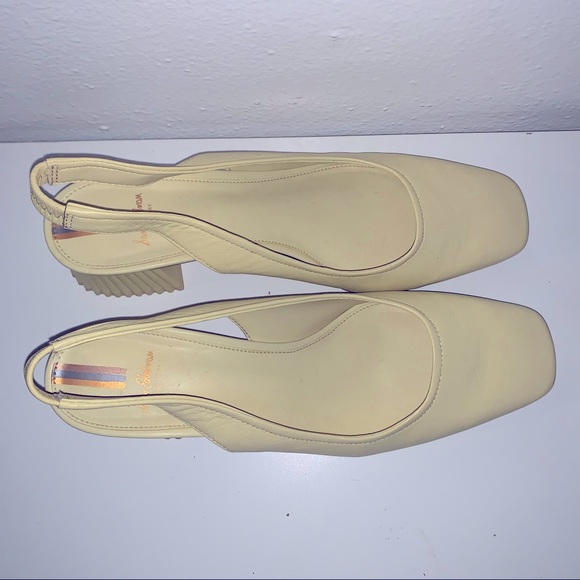 SAM EDELMAN | Toren Canary Yellow Seville Nappa Leather Sling Shoe Heel 7.5 - Picture 6 of 13